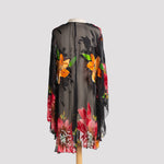 Kimono in Burgundy and Gold Floral Devore