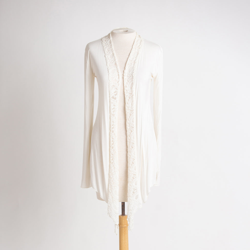 Lace Accent Cardigan in Cream
