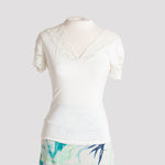 Lace Accent Top in Cream & White Lace