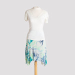 Lace Accent Top in Cream & White Lace with Short Handkerchief Skirt